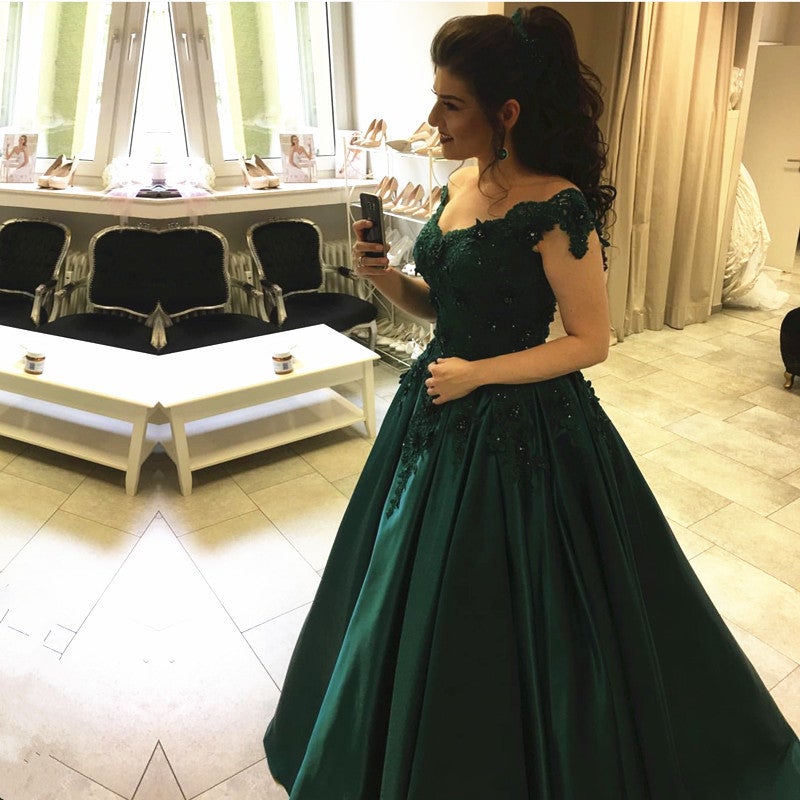 Emerald Green Ball Gowns Prom Dresses Lace Off Shoulder alinanova Emerald Green Ball Gowns Prom Dresses Lace Off Shoulder alinanova