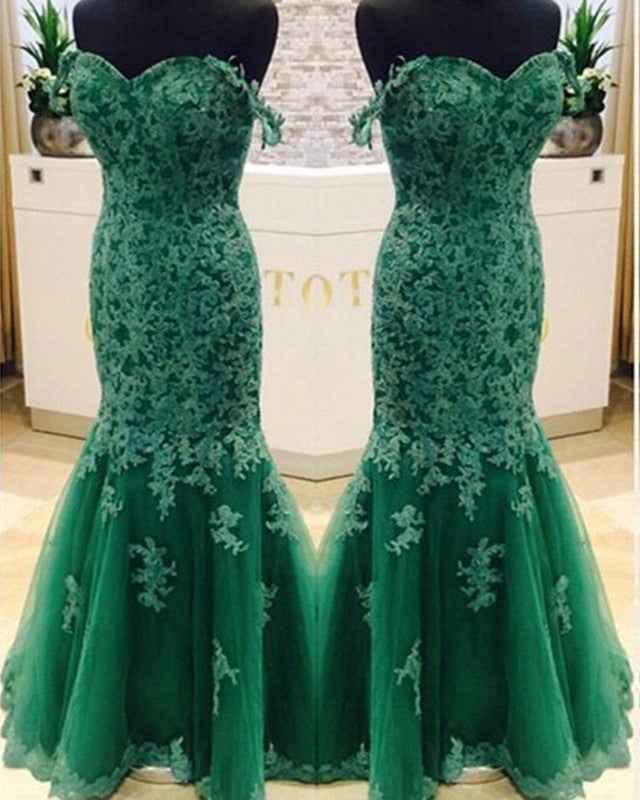 Emerald Green Prom Dresses Lace