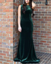 Load image into Gallery viewer, High Neck Velvet Mermaid Bridesmaid Dress
