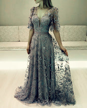 Load image into Gallery viewer, Modest Lace Evening Dress With Sleeves
