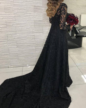 Load image into Gallery viewer, Long Sleeves Evening Dress Lace V Neck Leg Slit
