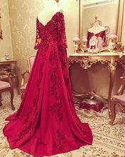 Load image into Gallery viewer, Mermaid V Neck Lace Sleeved Evening Dress Off The Shoulder
