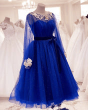 Load image into Gallery viewer, Royal Blue Evening Dress Tea Length
