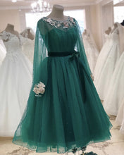 Load image into Gallery viewer, Green Evening Dress Tea Length
