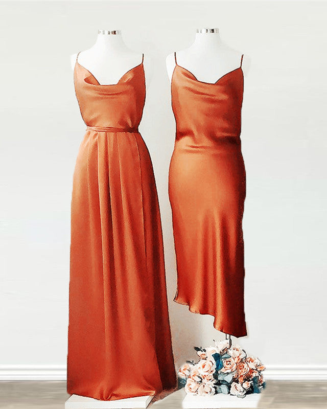 Burnt Orange Bridesmaid Dresses Mismatched