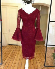 Load image into Gallery viewer, Burgundy Lace Homecoming Dresses
