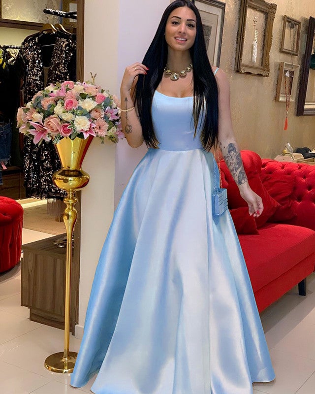 strapless open back dress Open Back Prom Dresses,Long Prom Dress with Spaghetti Straps,PD00475 main image 0