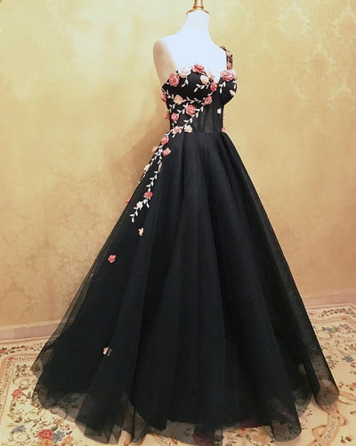 Floral Flowers One Shoulder Prom Dresses Organza Ruffles-alinanova