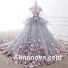 Load image into Gallery viewer, Floral Lace Wedding Dresses Ball Gowns With 3D Flowers

