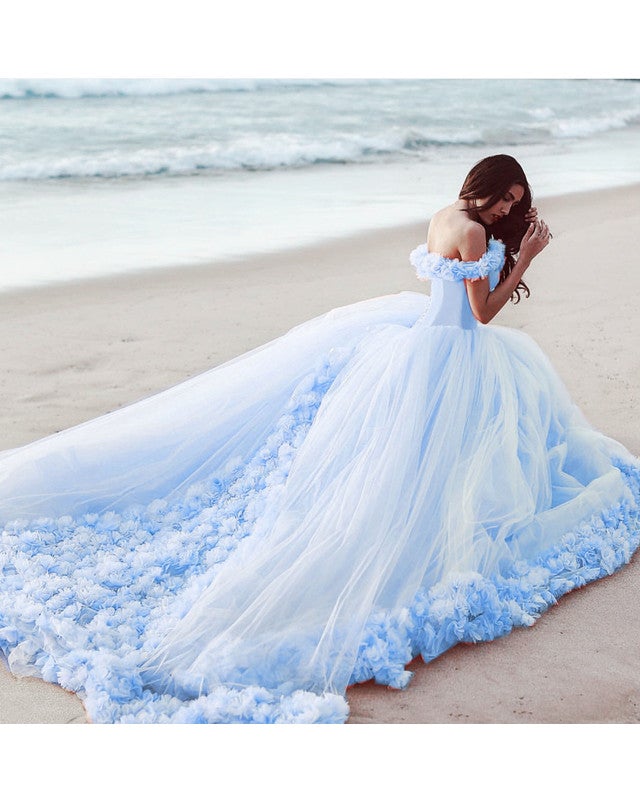 Flowers And Tulle Quinceanera Dresses Ball Gowns Off Shoulder alinanova