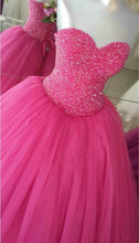 Load image into Gallery viewer, Fully Beading Sweetheart Bodice Corset Tulle Quinceanera Dresses Ball Gowns

