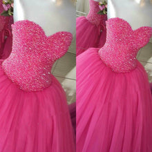 Load image into Gallery viewer, Fully Beading Sweetheart Bodice Corset Tulle Quinceanera Dresses Ball Gowns
