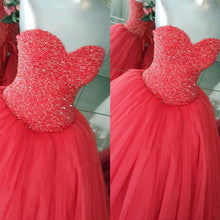 Load image into Gallery viewer, Fully Beading Sweetheart Bodice Corset Tulle Quinceanera Dresses Ball Gowns
