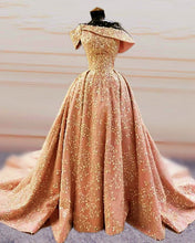 Load image into Gallery viewer, Glamour Ball Gown Satin Dresses Lace Embroidery Off Shoulder-alinanova
