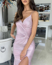 Load image into Gallery viewer, Glitter Mermaid Prom Dresses V Neck Side Split
