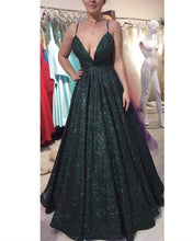 Load image into Gallery viewer, Sparkly Green Prom Dresses
