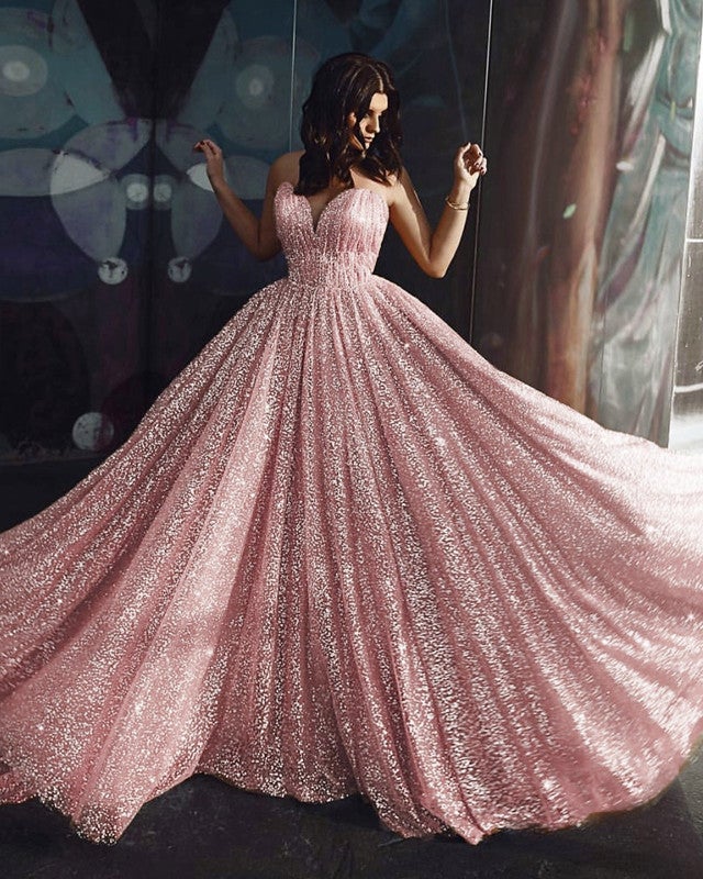 Glitter Long Gown Unique Prom Dresses Long Glitter Sweetheart