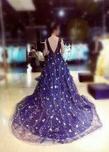 Load image into Gallery viewer, Navy Starry Tulle Wedding Dress
