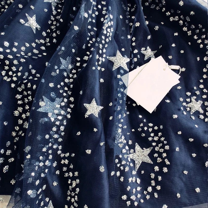 blue dress white stars Glitter Stars Sequins Beaded Short Navy Blue Homecoming Party Dresses –  alinanova
