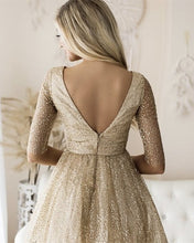 Load image into Gallery viewer, Backless Homecoming Dresses Gold
