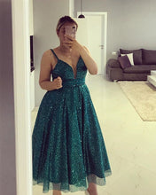 Load image into Gallery viewer, Sparkly Green Homecoming Dresses
