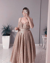 Load image into Gallery viewer, Rose Gold Homecoming Dresses Sparkly
