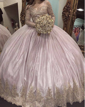 Load image into Gallery viewer, 8302 Quinceanera Dresses Pink Ball Gown Lace Long Sleeves
