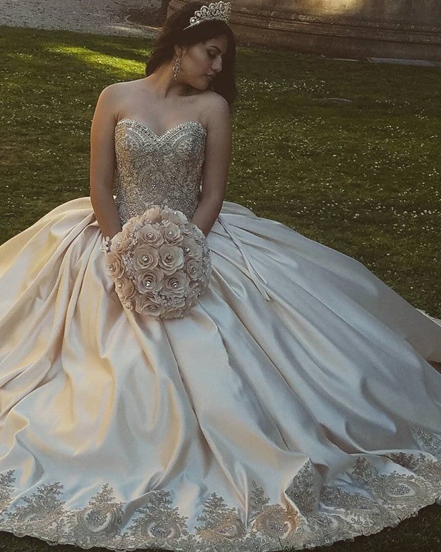 Gold Lace Embroidery Sweetheart Satin Ball Gowns Quinceanera Dresses Gold Lace Embroidery Sweetheart Satin Ball Gowns Quinceanera Dresses
