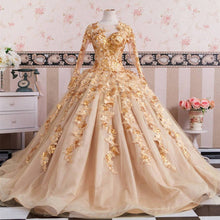 Load image into Gallery viewer, Gold Wedding Dresses Long Sleeves
