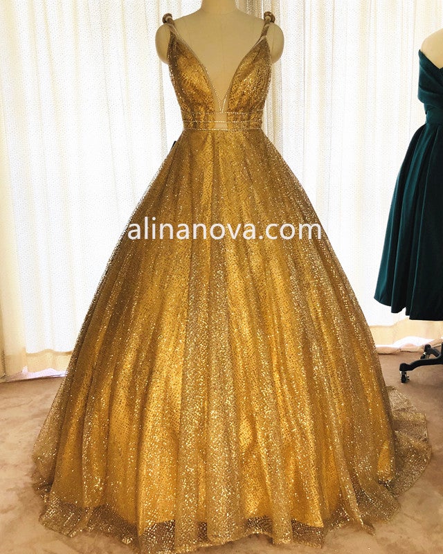 Gold Sequin Prom Quinceanera Dresses – alinanova