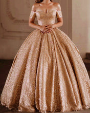 Load image into Gallery viewer, Gold Wedding Dresses Sequins
