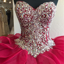 Load image into Gallery viewer, Gorgeous Crystal Beaded Bodice Corset Organza Ruffles Quinceanera Dresses Ball Gowns-alinanova
