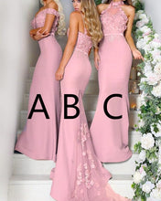 Load image into Gallery viewer, Gorgeous Lace Embroidery Long Mermaid Court Train Bridesmaid Dresses
