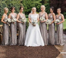 Load image into Gallery viewer, Gray Sequins V-neck Long Mermaid Bridesmaid Dresses
