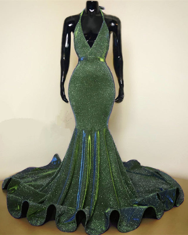 Green Iridescent Mermaid Prom Dresses