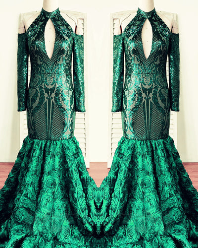 Green Mermaid African American Prom Dresses