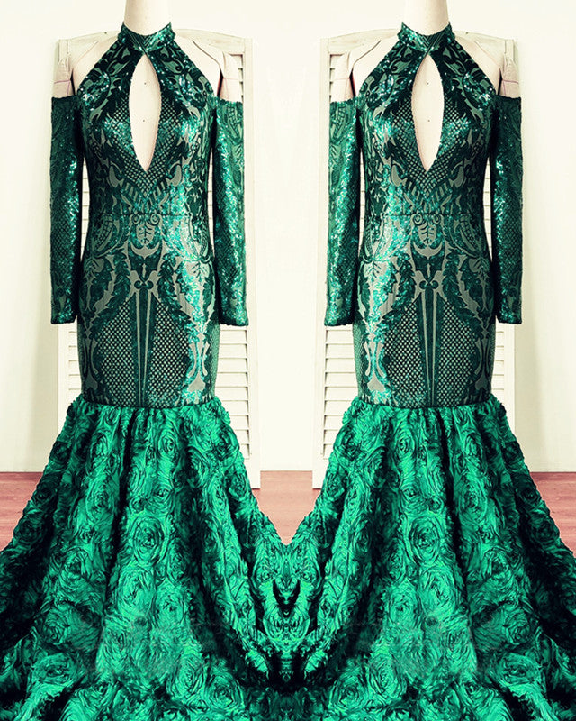 Green Mermaid African American Prom Dresses