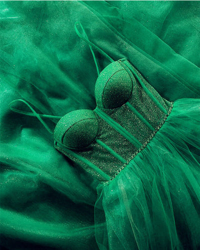 Green Sweetheart Corset Dress