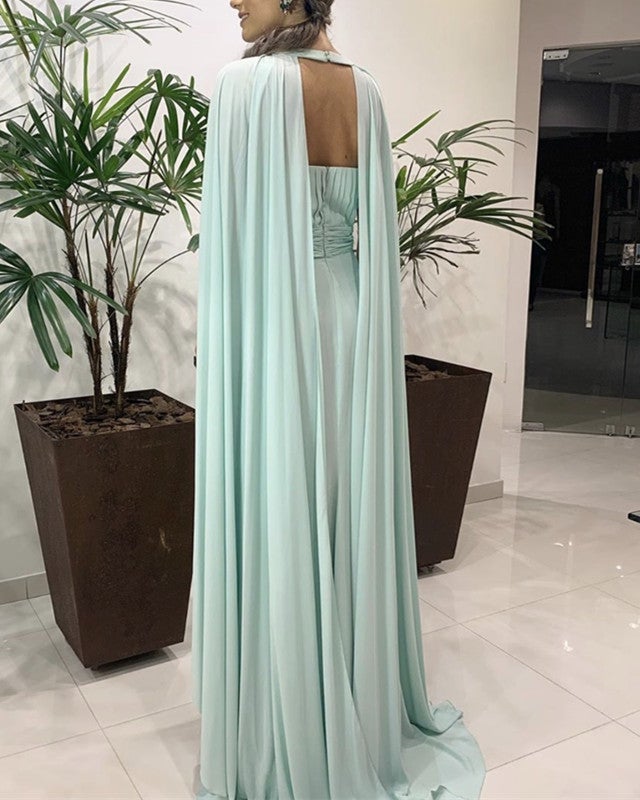 Halter Chiffon Bridesmaid Dresses With Cape Halter Chiffon Bridesmaid Dresses With Cape