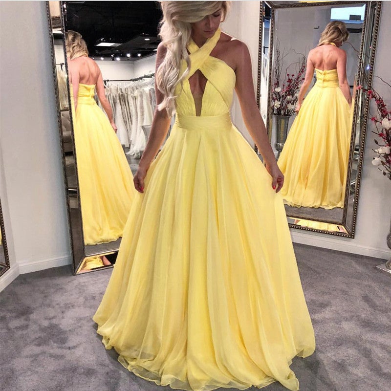 Long Backless Chiffon Prom Halter Dresses alinanova Long Backless Chiffon Prom Halter Dresses alinanova