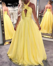Load image into Gallery viewer, Halter Chiffon Open Back Prom Dresses-alinanova
