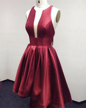 Load image into Gallery viewer, Burgundy-Prom-Dresses-High-Low-Hem-Designer-Style
