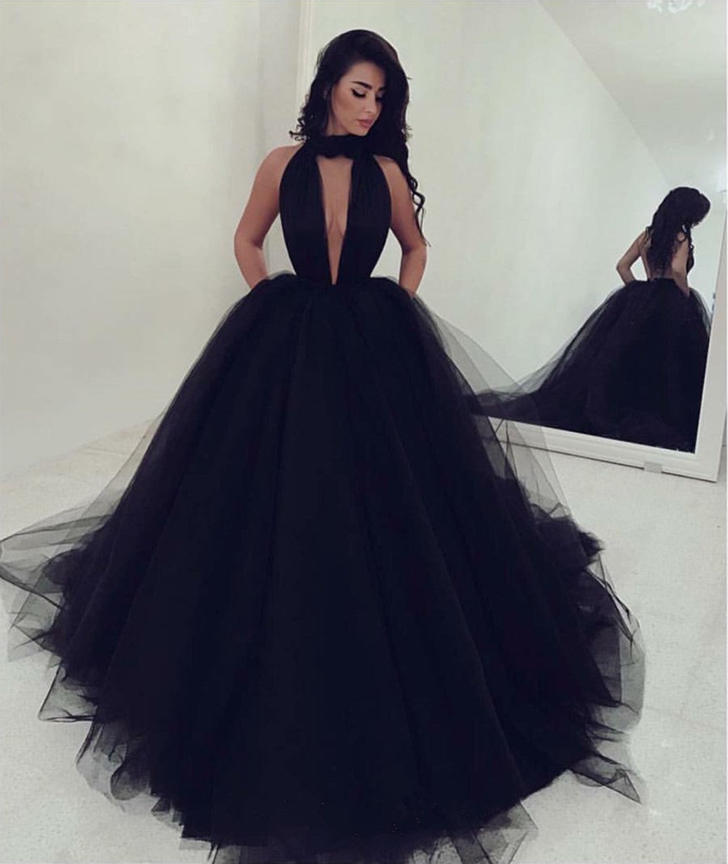 Tulle Dress Black Poofy Prom Dresses Off-the-shoulder Black Prom Gown With Puffy Tulle Skirt Tulle Dress Black Poofy Prom Dresses Off-the-shoulder Black Prom Gown With Puffy Tulle Skirt