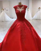 Load image into Gallery viewer, Red Wedding Gown High Neck
