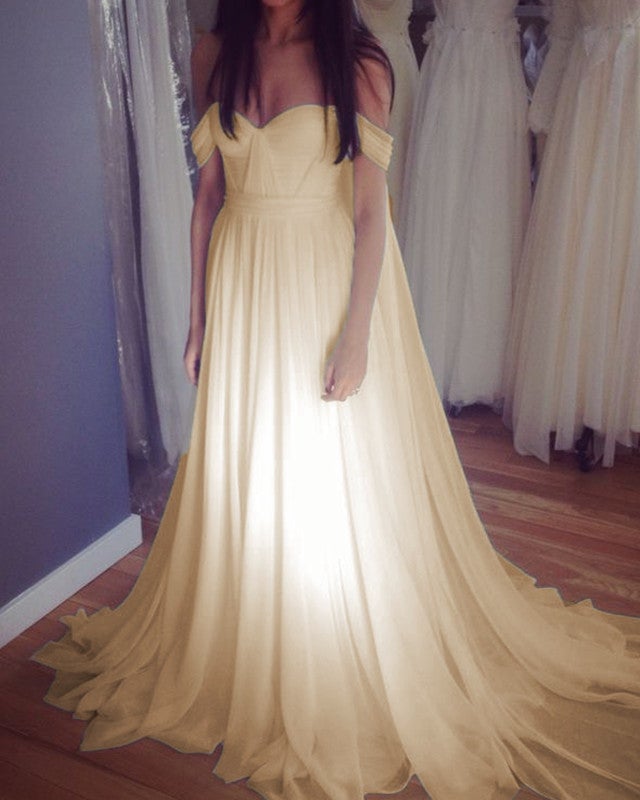 sachin and babi light blue dress Chiffon Wedding Dresses,Beach Wedding Dress,Off Shoulder Bridal Dress,Floral Bridal Dress,WD00106, US24W / Ivory main image 1