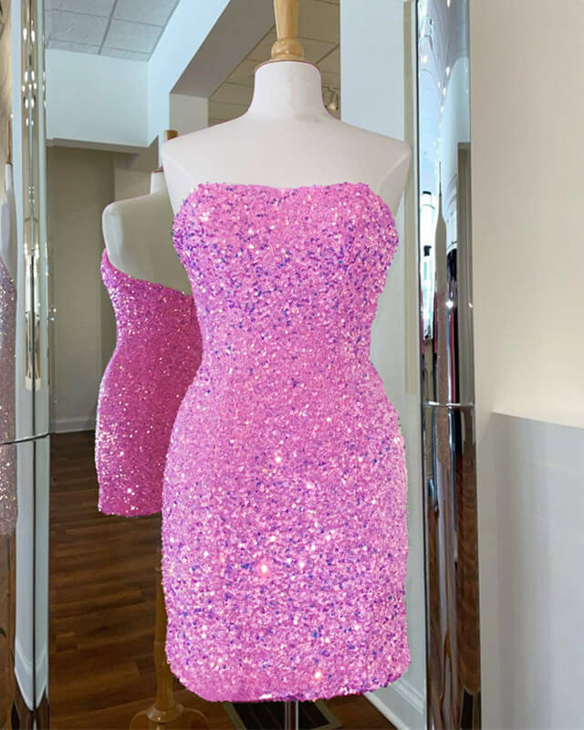 Hot Pink Homecoming Sequin Dress