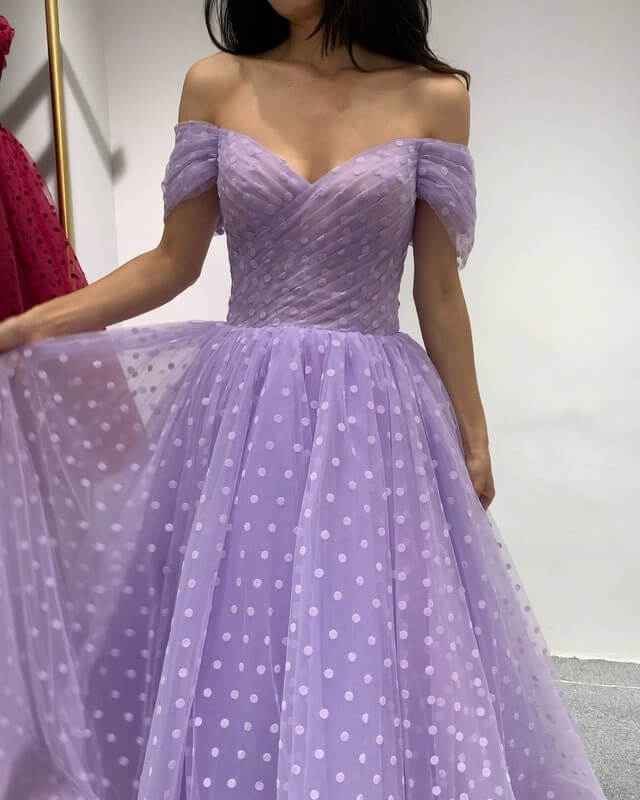 Lavender Dot Tulle Midi Dress Lavender Dot Tulle Midi Dress