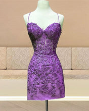 Load image into Gallery viewer, Tight Lace Corset Homecoming Dress Spaghetti Straps
