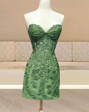 Load image into Gallery viewer, Sage Green Homecoming Lace Dress
