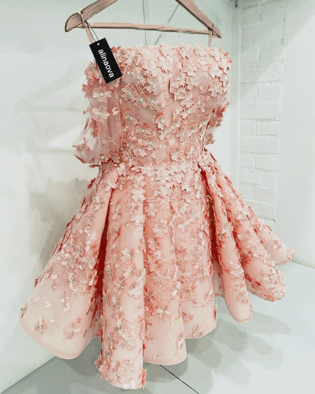 Blush Flowers Homecoming Dresses